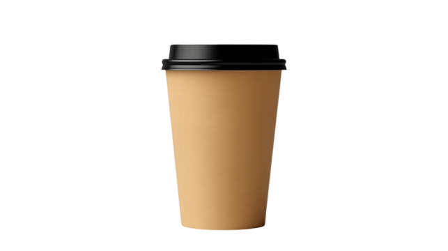 Brown Paper Coffee Cup with Black Lid Mockup for Branding and Advertising