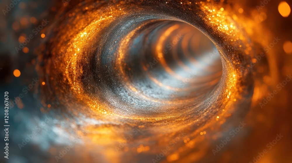 Poster cosmic nebula swirls in deep space rendered in metallic copper and azure tones