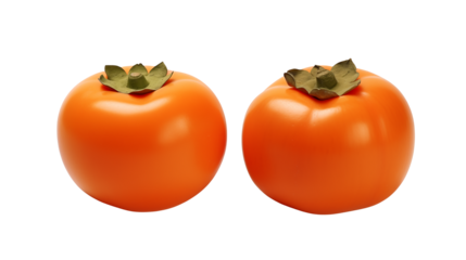 Two ripe persimmons vibrant orange healthy fruit autumn harvest delicious snack perfect for food blogs and recipes