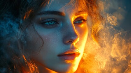 Fototapeta premium Soft portrait of a woman in golden light