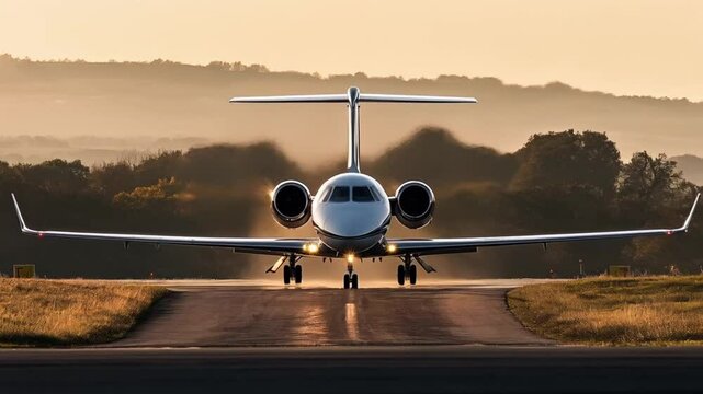 Scene of airplane taking off video, smooth repeating motion for background video animation.
