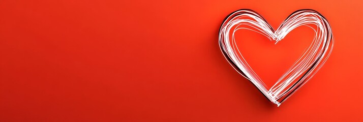 Red Background White Heart - White heart shape on a red background, perfect for Valentine's Day or love themed designs.