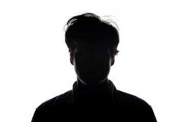 Dark silhouette of a male figure against a bright white background