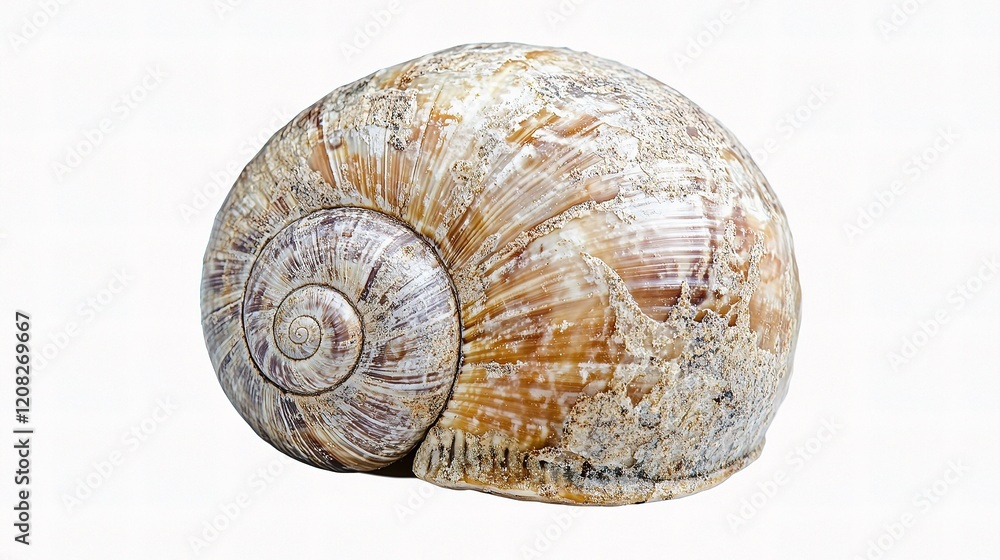 Poster detailed isolated snail shell with textures on white background