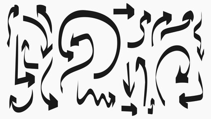 Doodle Black Arrows Isolated Vector Set 