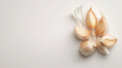 Fototapeta premium Fresh Garlic Bulb with Separated Cloves Isolated on White Background