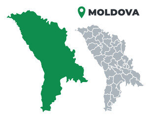 Obraz premium Moldova map simple flat outline vector set