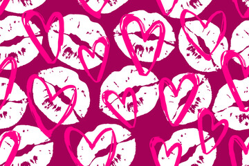 Hearts seamless background, Valentine pattern design. Trendy minimalistic hearts backdrop