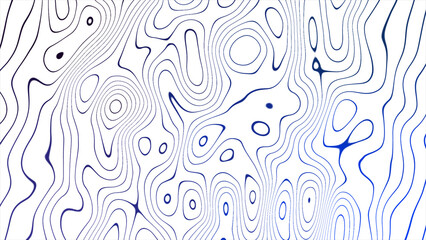 Abstract blue topography contour lines on white background