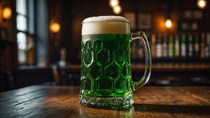 Green Beer Mug in Festive Mood Representing St. Patrick's Day Celebrations
