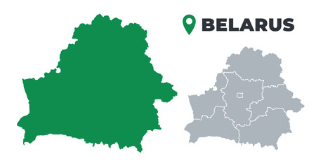 Obraz premium Belarus map simple flat outline vector set