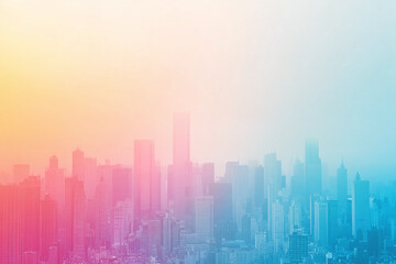 Tranquil City Skyline with Sunset Reflections, Modern Architecture, and Pastel Tones Creating a Serene Urban Landscape