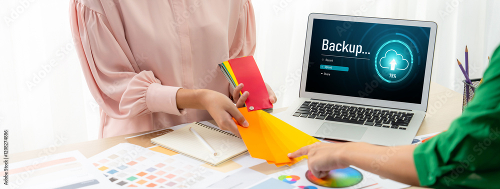 Poster backup storage data internet technology business concept. database storage cloud technology file dat