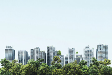 Obraz premium Tranquil City Skyline with Sunset Reflections, Modern Architecture, and Pastel Tones Creating a Serene Urban Landscape