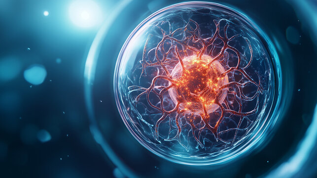 Bacteria Colony in a vibrant microscopic environment