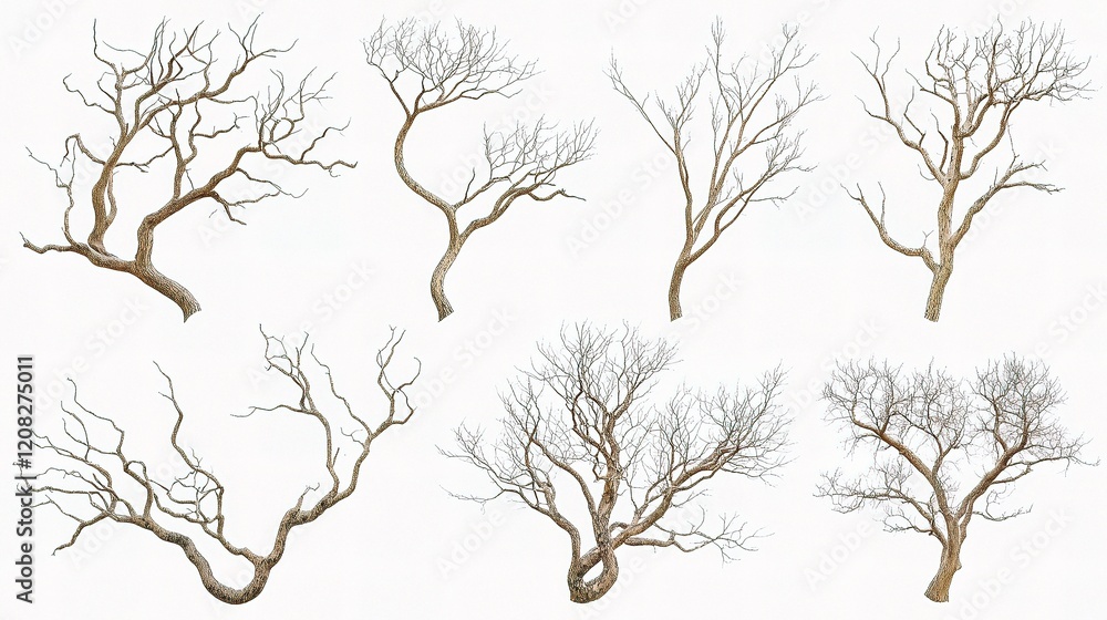 Poster intricate patterns of dead trees with unique branch structures