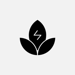 Eco leaf energy icon glyph, free energy, ecology, renewable and green energy concept. Solid black icon.