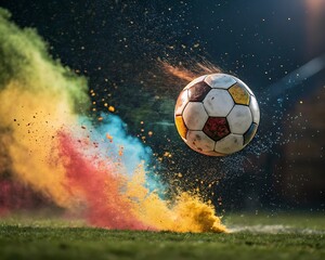 Naklejka premium soccer ball in fire