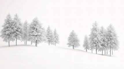 Fototapeta premium Isolated Snowy Landscape with Trees on a White Background