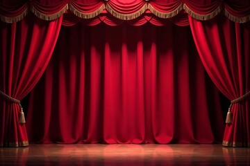 Elegant red theater curtains ready for a captivating performance or event.