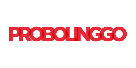 Fototapeta premium Probolinggo in the Indonesia emblem. The design features a geometric style, vector illustration with bold typography in a modern font. The graphic slogan lettering.
