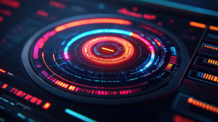 vibrant digital interface with glowing circular elements and futuristic design