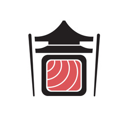 Sushi Meal Logo Japanese Food Vector Sticks Symbol Design Icon Illustration	