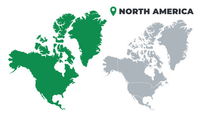 North America map simple flat outline vector set