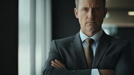 Fototapeta premium business man with arms crossed generative ai