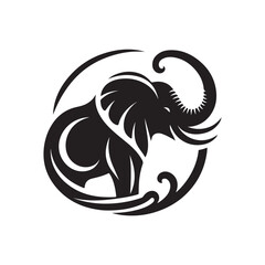 Naklejka premium Black Color Elephant silhouette design Vector Illustration, Solid White Background (22).eps