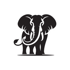 Black Color Elephant silhouette design Vector Illustration, Solid White Background (23).eps