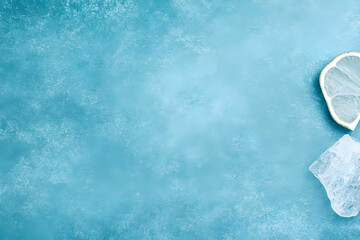Fototapeta premium Cool Blue Abstract Background with Ice and Lime