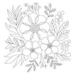  flower  background coloring page line art 