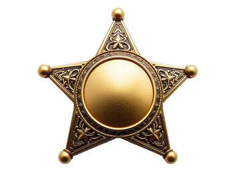Collection set of sheriff badges isolated on transparent or white background, png