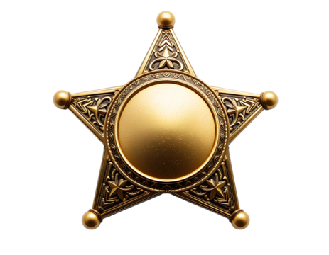 Collection set of sheriff badges isolated on transparent or white background, png