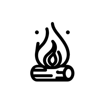recommend clip art: Stylized campfire icon with logs and flames, representing warmth and outdoor adventure.