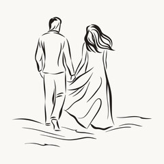 A couple walking hand in hand