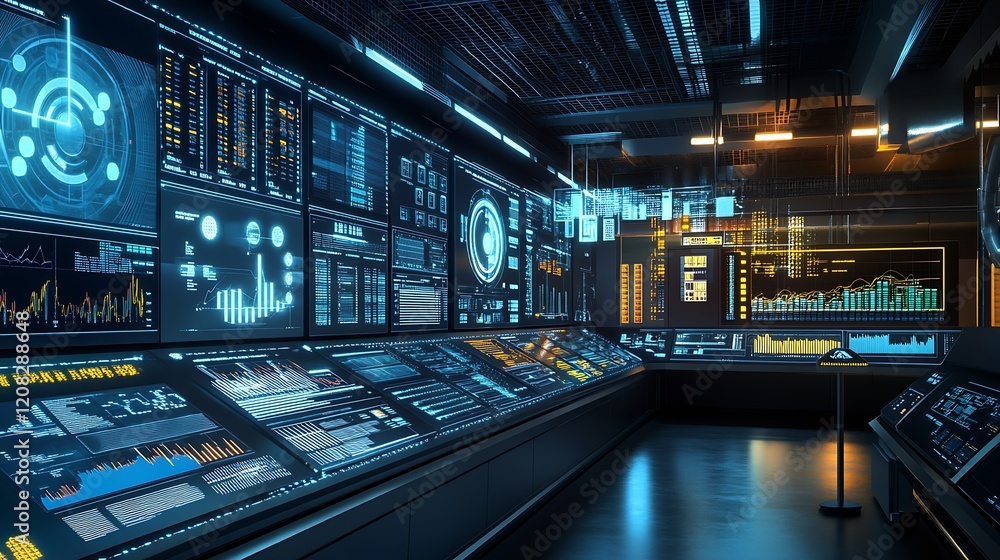 Aufkleber Cutting Edge Cybersecurity Operations Center with Data Streams and Analytics Tools : Generative AI