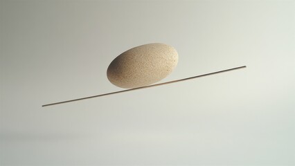 Floating Egg Balancing on a Thin Rod in Minimalist Setting
