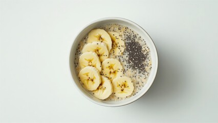 Delicious Chia Seed Pudding Topped with Banana Slices