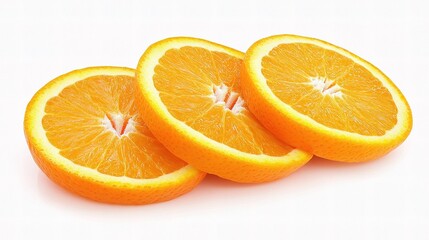 Fototapeta premium Juicy Orange Slices With Detailed Texture Isolated on White Background