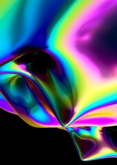 Liquid Iridescent Flow Render. Futuristic Abstract Design