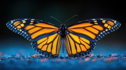 Fototapeta premium Monarch Butterfly Close-Up: Vibrant Wings and Intricate Details