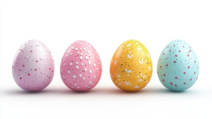 Obraz premium Colorful easter eggs display on white background for holiday decor and design