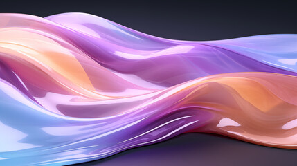 Fototapeta premium Holographic 3D icon of a house, with a futuristic iridescent gradient that shifts between pastel blues, pinks, and purples, featuring smooth edges.