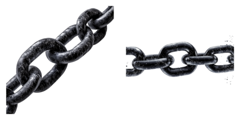 Connecting chains isolated on transparent background, PNG die-cut, Set of