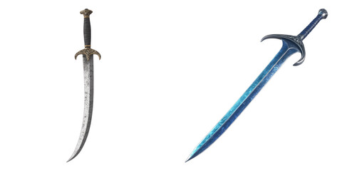cutlass sword isolated on transparent background, PNG die-cut, Set of