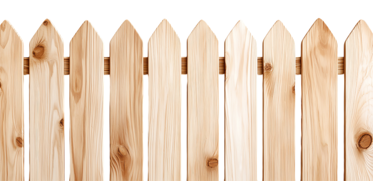 A close-up view of a rustic wooden fence, showcasing its natural texture and design. Ideal for landscaping themes or home improvement projects.
