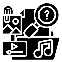 File and Media Searching File Media and Sharing Glyph Black Fill Vector Icon