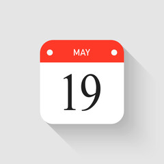 Vector icon page day calendar - 19 May month